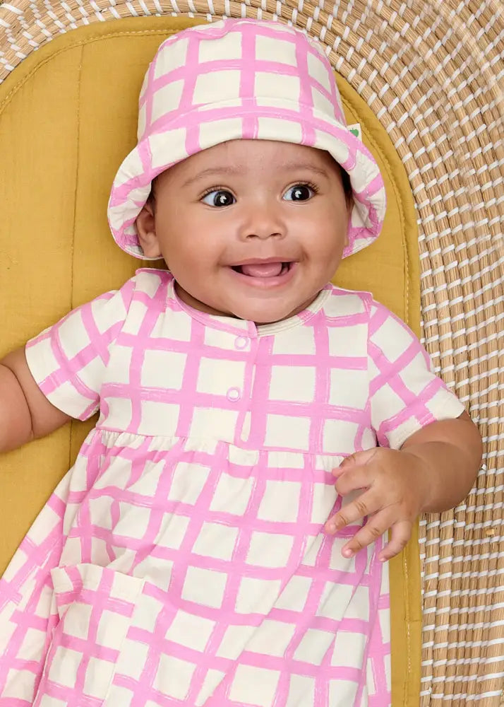 Sunrise - Pink Checker Jersey Baby & Kids Sun Hat