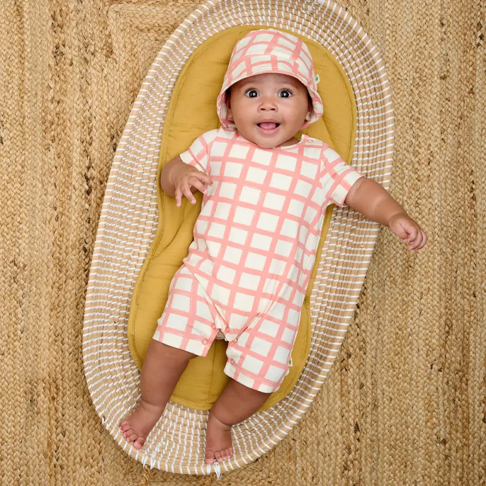 Sunrise - Terracotta Checker Jersey Baby & Kids Sun Hat