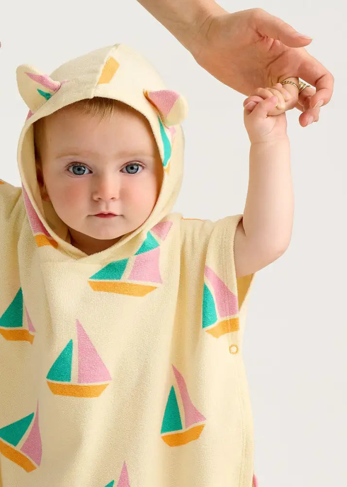 Telltail - Pink Sailboat Baby & Kids Beach Robe Shawl