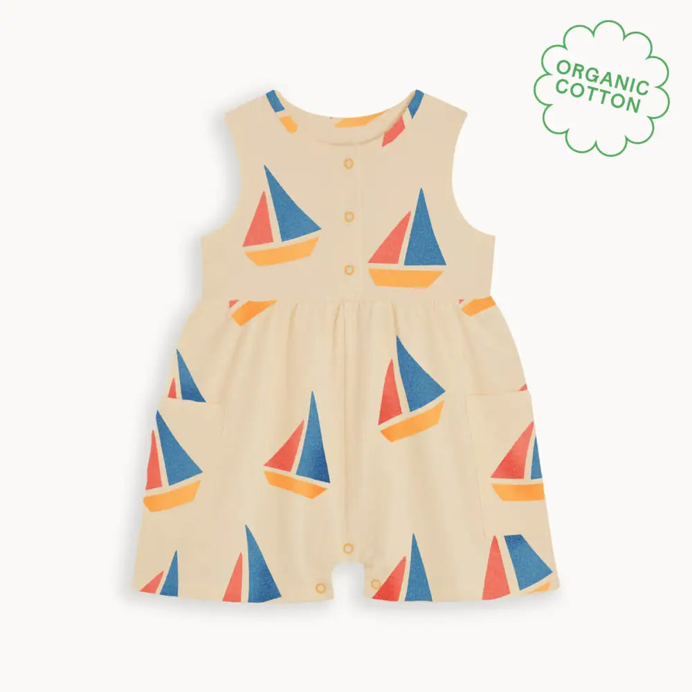 Tito - Multicolour Sailboat Baby & Kids Shorty Playsuit PLAYSUIT / BABYGROW / ROMPER