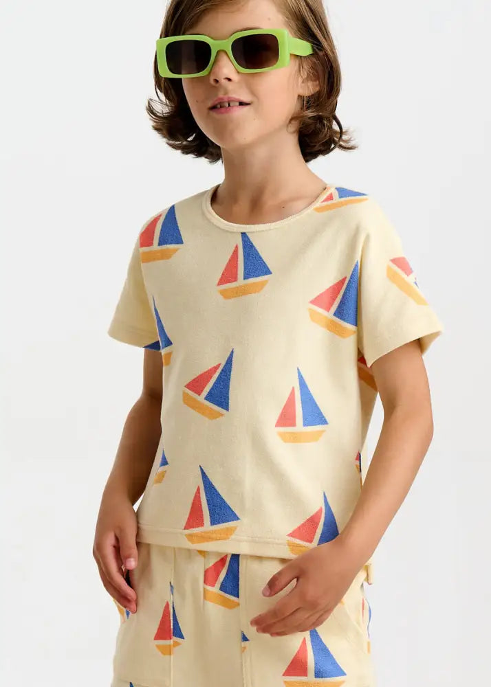 Topper & Tiller Set - Multicolour Sailboat Baby & Kids T-Shirt & Short Set OUTFIT