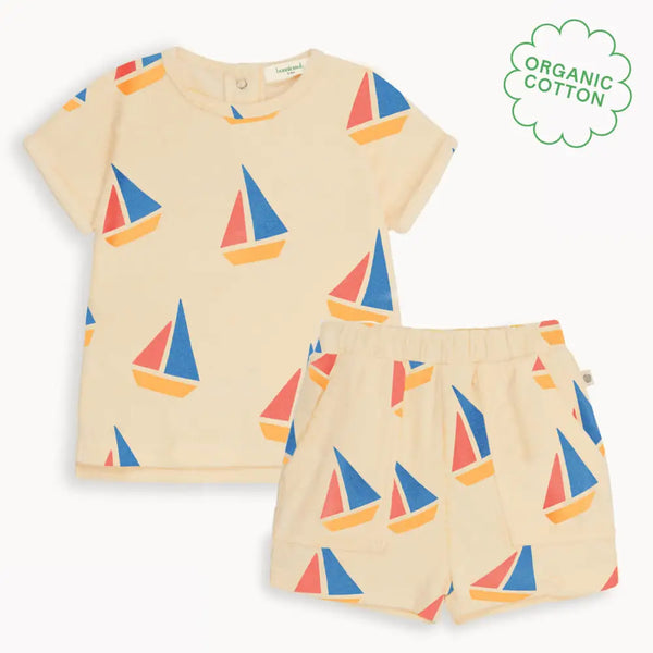 Topper & Tiller Set - Multicolour Sailboat Baby & Kids T-Shirt & Short Set OUTFIT