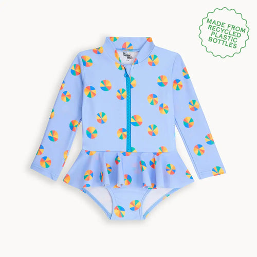 Waterfall - Beachball Zip Up Long Sleeve Swimsuit - The bonniemob 
