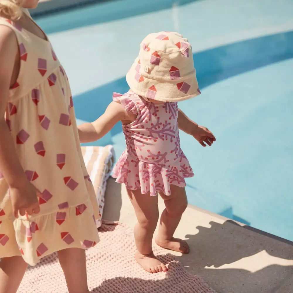 Winona - Pink Coral Frill Swimsuit - The bonniemob 