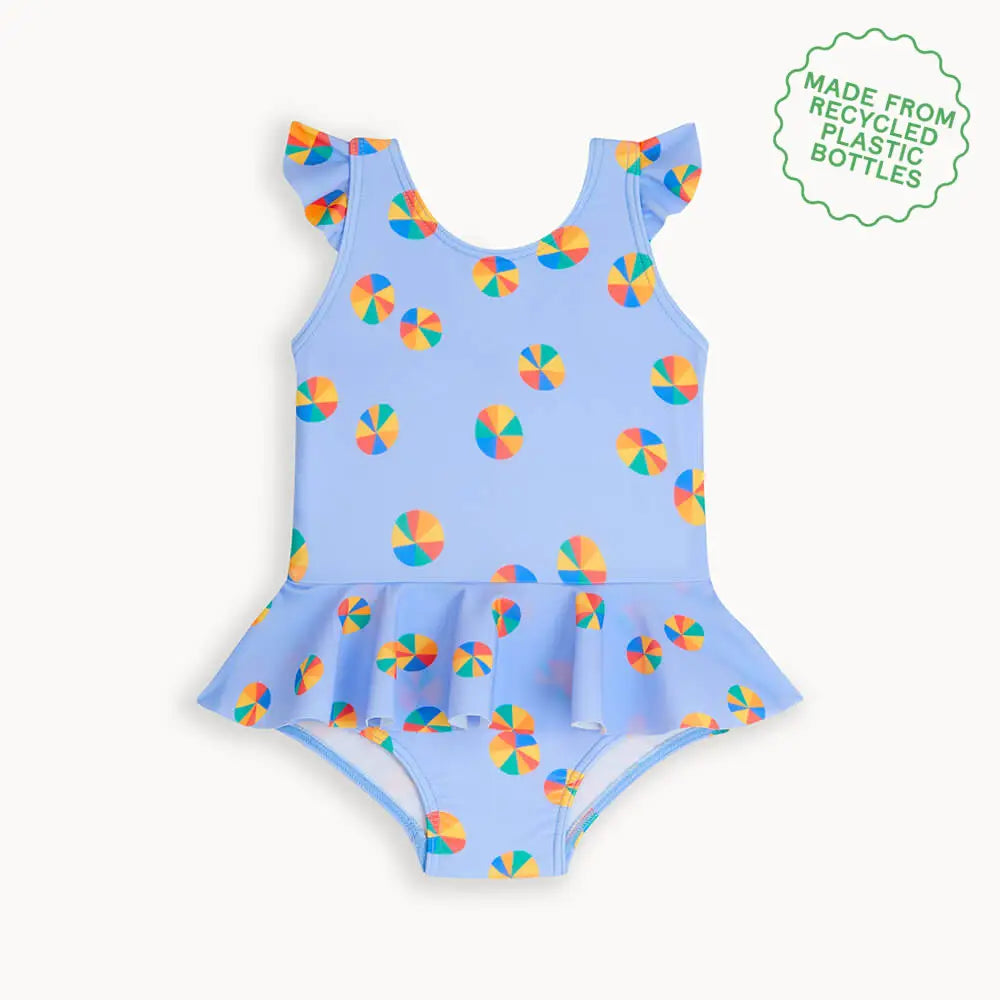 Winona - Rainbow Beachball Frill Swimsuit - The bonniemob 
