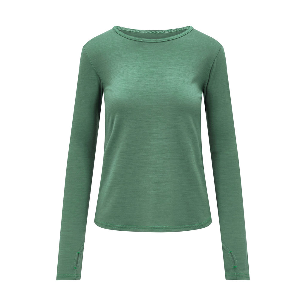 Womens Merino Long Sleeve, Emerald Green - The bonniemob 