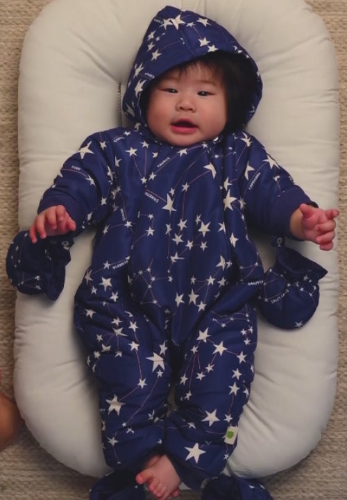Navy Stars Print Baby Snowsuit - Unisex