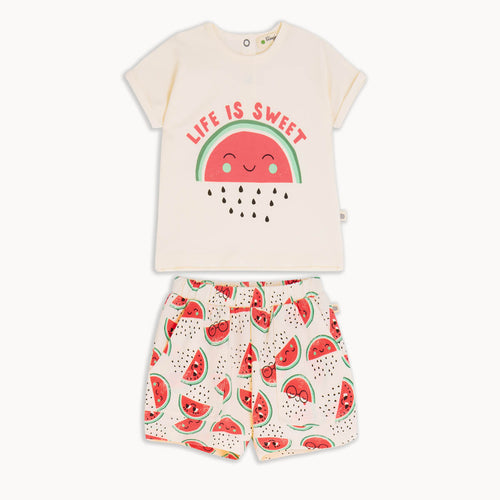 Coaster Set - Watermelon T-Shirt & Shorts Outfit