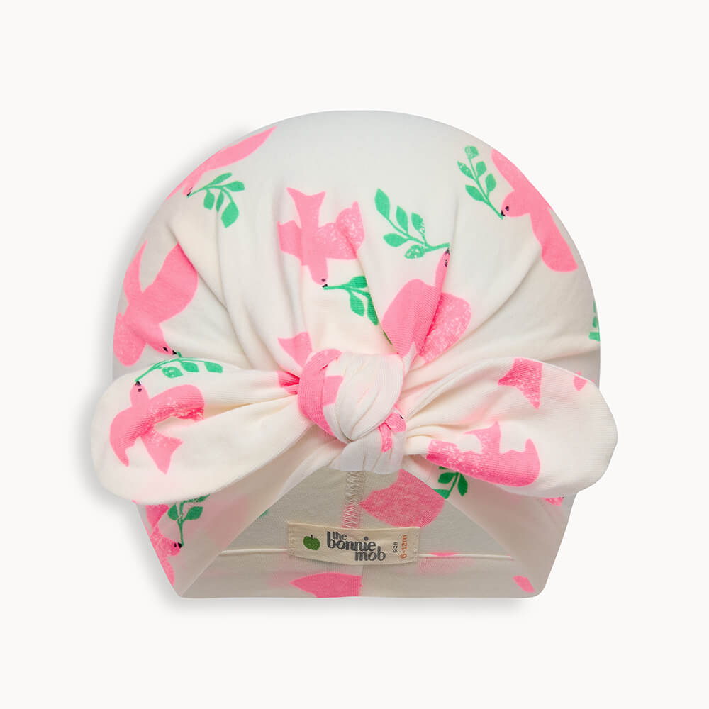 Carousel - Doves Turban Baby Hat - The bonniemob 