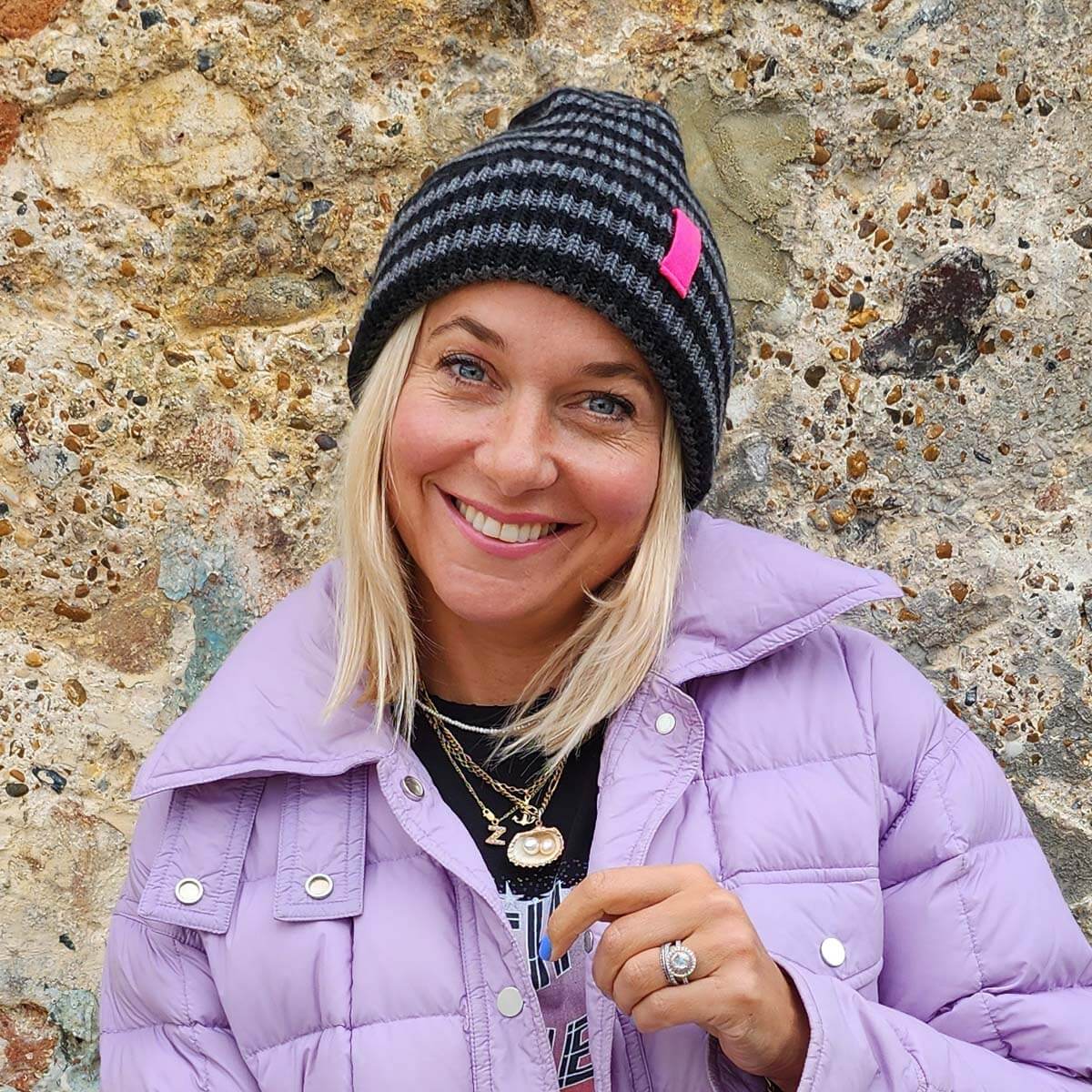 RAE - MIDNIGHT/GREY Stripe Beanie Hat, Special Collab Dlam X Bonnie Mob - The bonniemob 