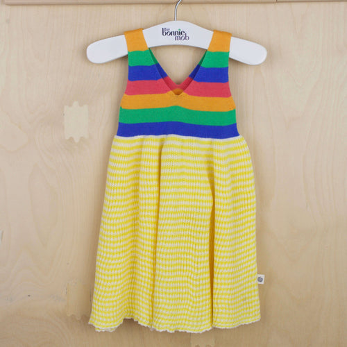 V NECK Poole SS23 SAMPLE - Yellow Knitted Sun Dress - The bonniemob 