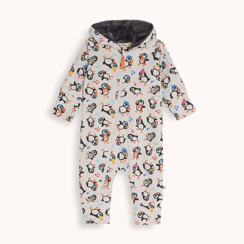Kelso - Puffin Hooded Onesie / Snowsuit Lined With Faux Fur - The bonniemob 