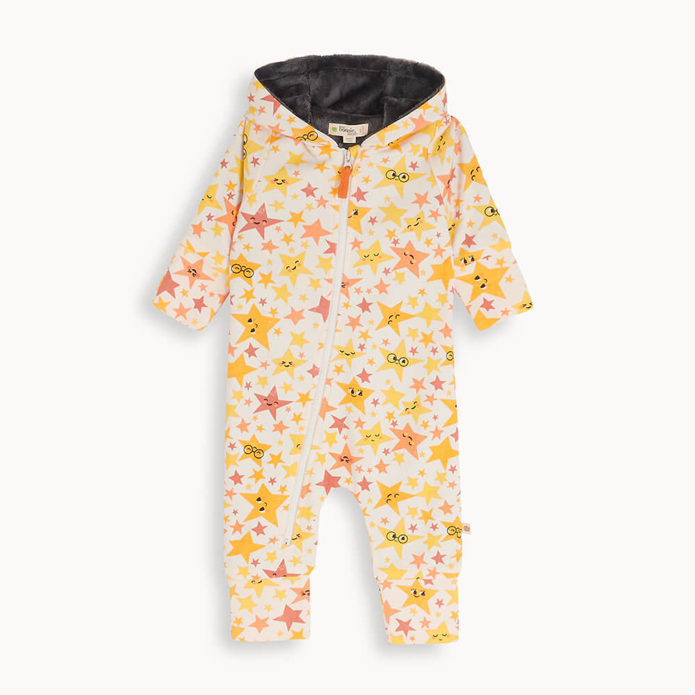 Kelso - Stars Hooded Onesie / Snowsuit Lined With Faux Fur - The bonniemob 