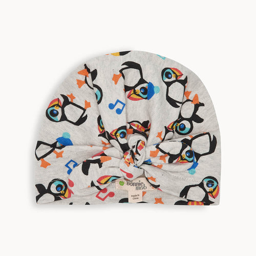 Lorna AW22 SAMPLE - Puffin Turban Style Hat With Bow - The bonniemob 
