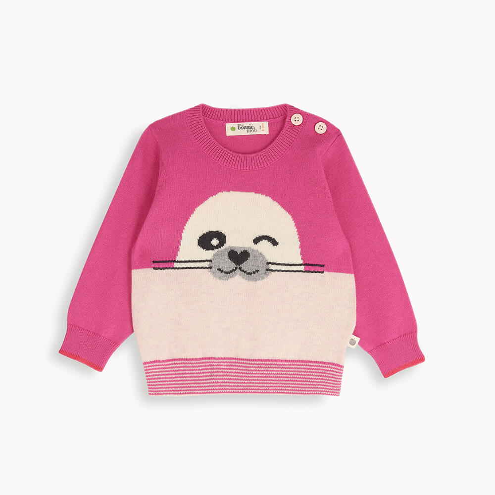 Nessie - Pink Seal Intarsia Sweater - The bonniemob 