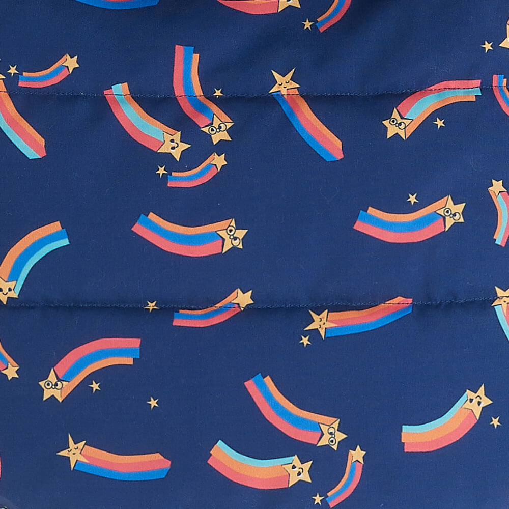 VOXY - Recycled Padded Baby Raincoat - Navy with Rainbow Stars - The bonniemob 
