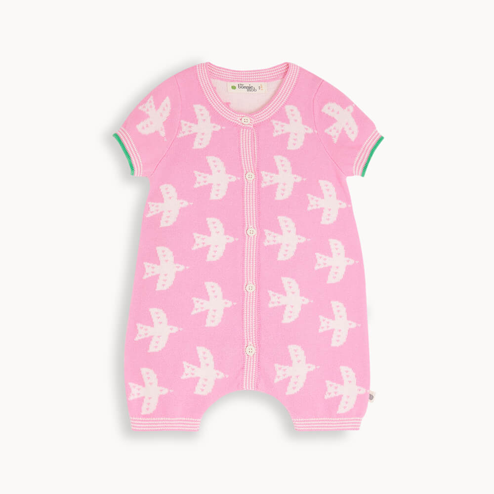 Polperro - Pink Bird Shorty Playsuit - The bonniemob 