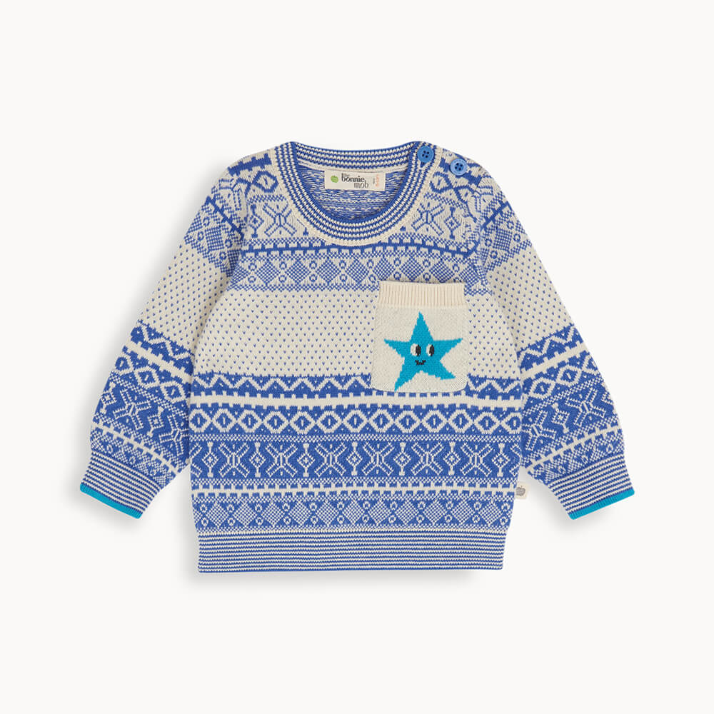 Sheil - Blue Jaquard Sweater - The bonniemob 