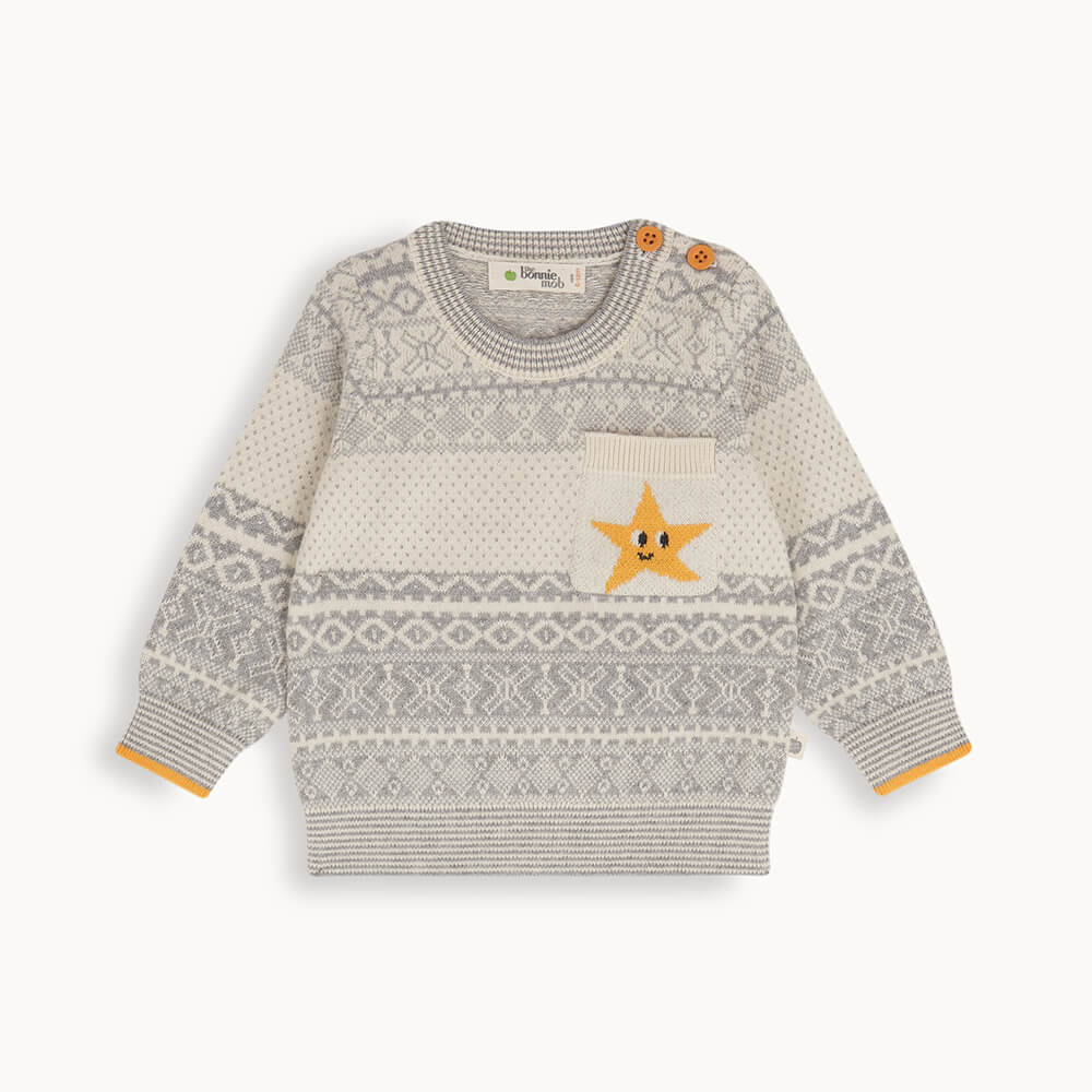 Sheil - Grey Jaquard Sweater - The bonniemob 