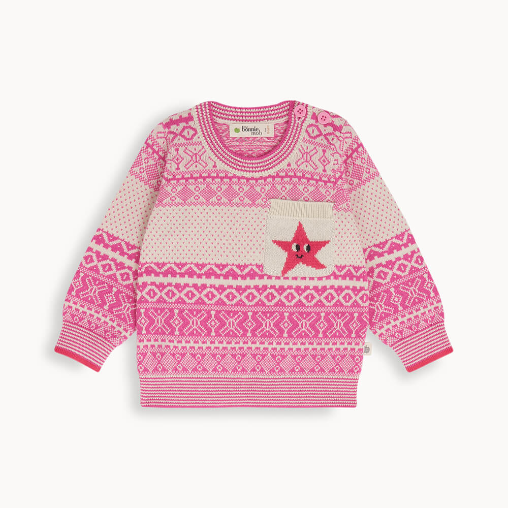Sheil - Pink Jaquard Sweater - The bonniemob 