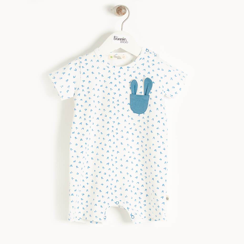 SNUG - Baby Bunny Shorty Playsuit BLUE - The bonniemob 