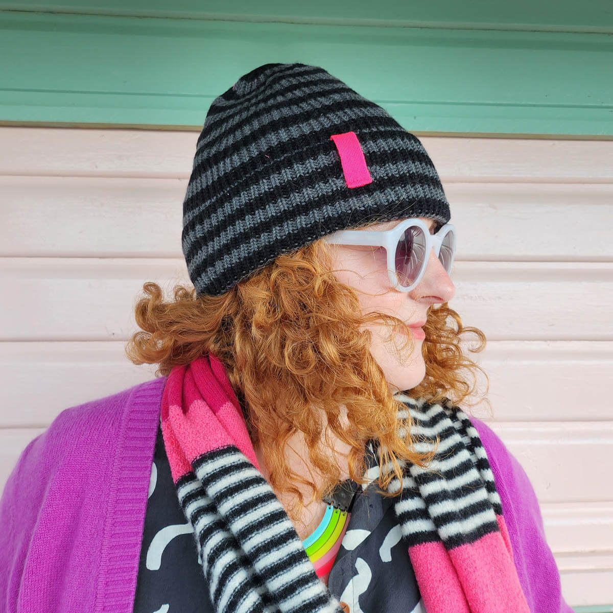 RAE - MIDNIGHT/GREY Stripe Beanie Hat, Special Collab Dlam X Bonnie Mob - The bonniemob 